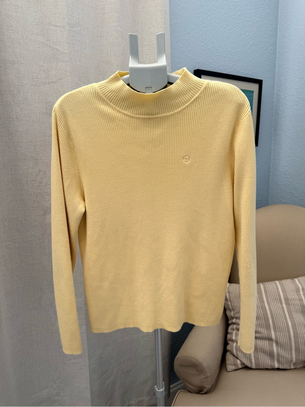 Duck Head Light Yellow Ribbed Mock Turtleneck Sweater L